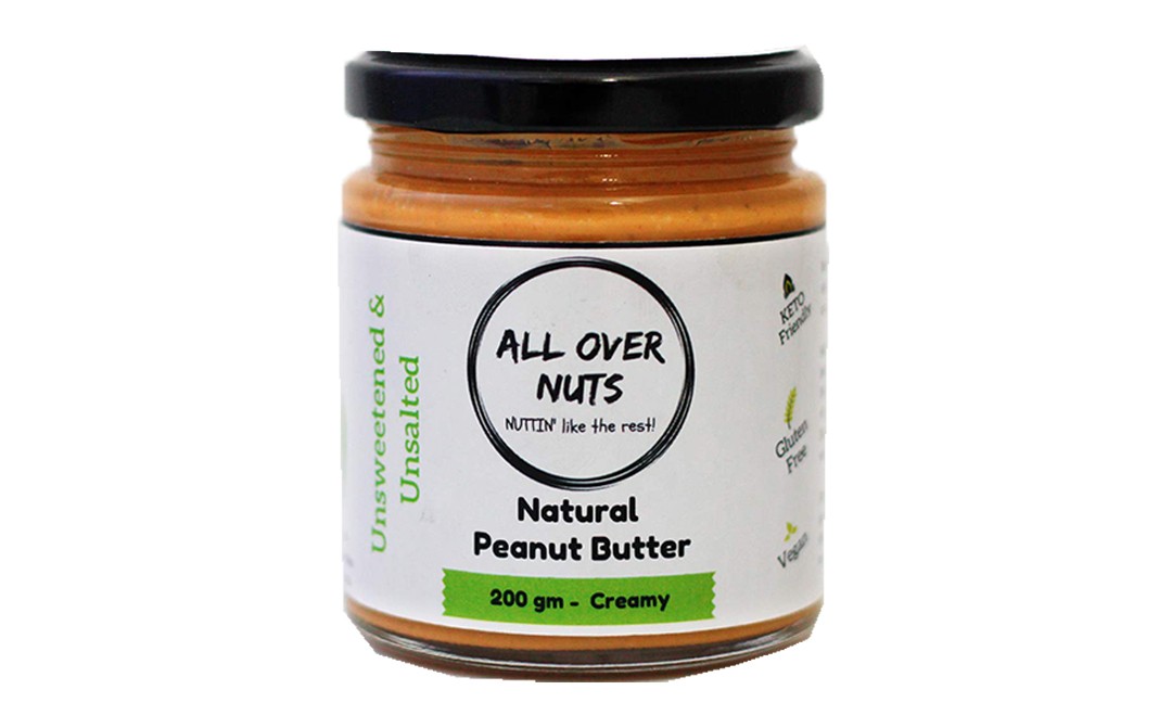 All Over Nuts Natural Peanut Butter Creamy  Glass Jar  200 grams